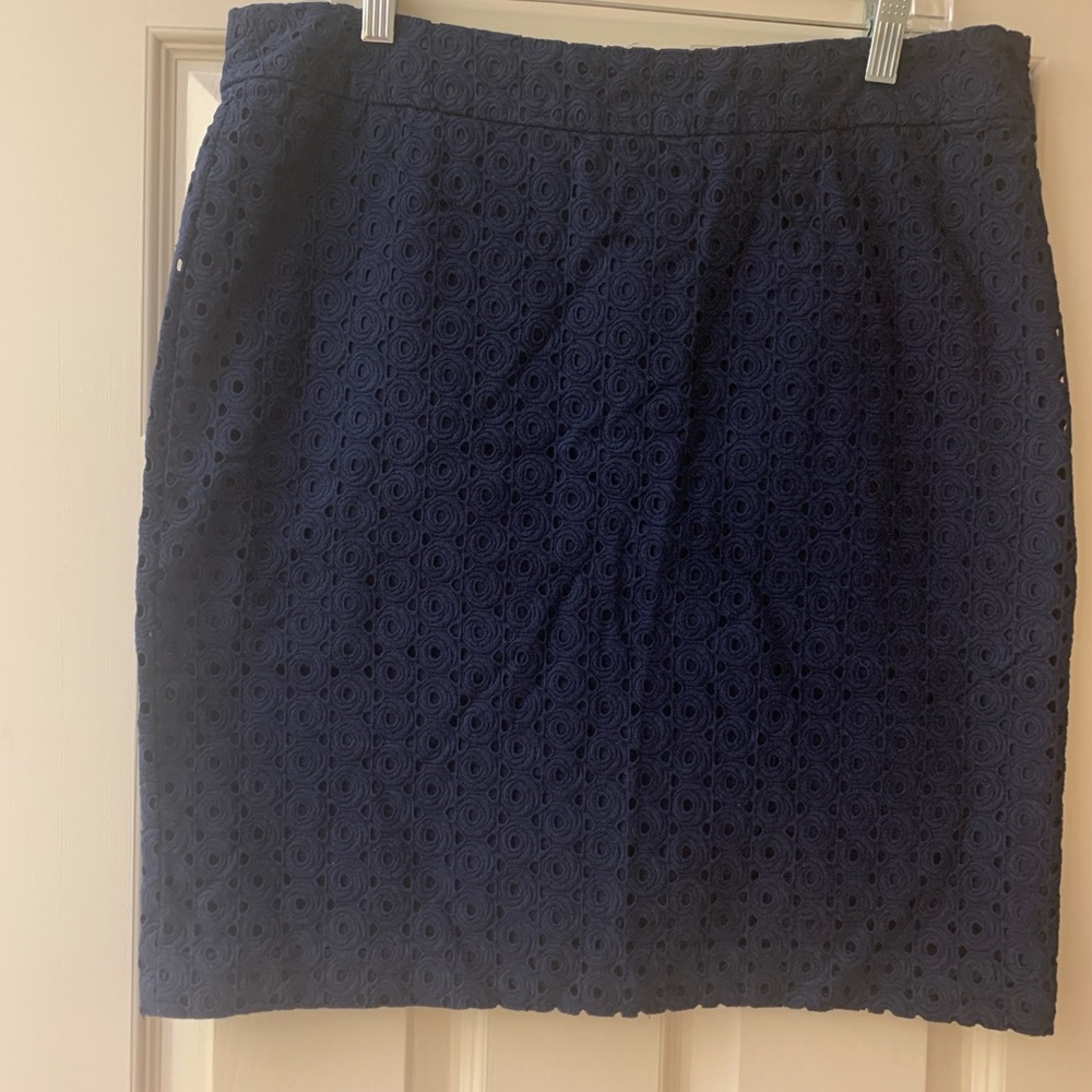 Talbots Blue Smocked Pencil Mini Skirt